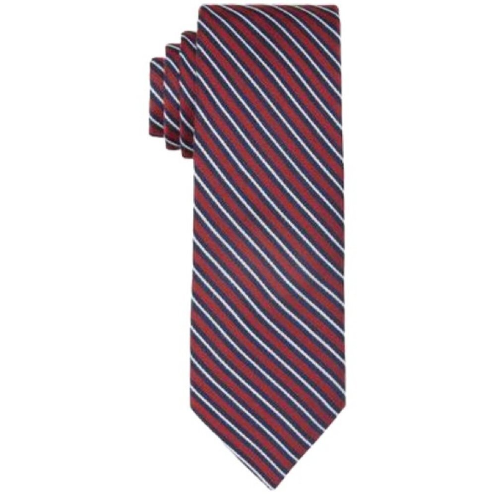 Tommy Hilfiger Mens England Stripe Tie Red ONE SIZE